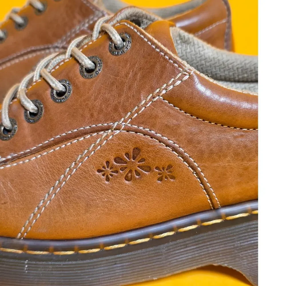 Vintage Dr Martens 12280 Daisy Splat Light Brown Chunky Platform Oxfords US9 Y2K